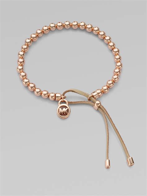 michael kors rose gold leather bracelet